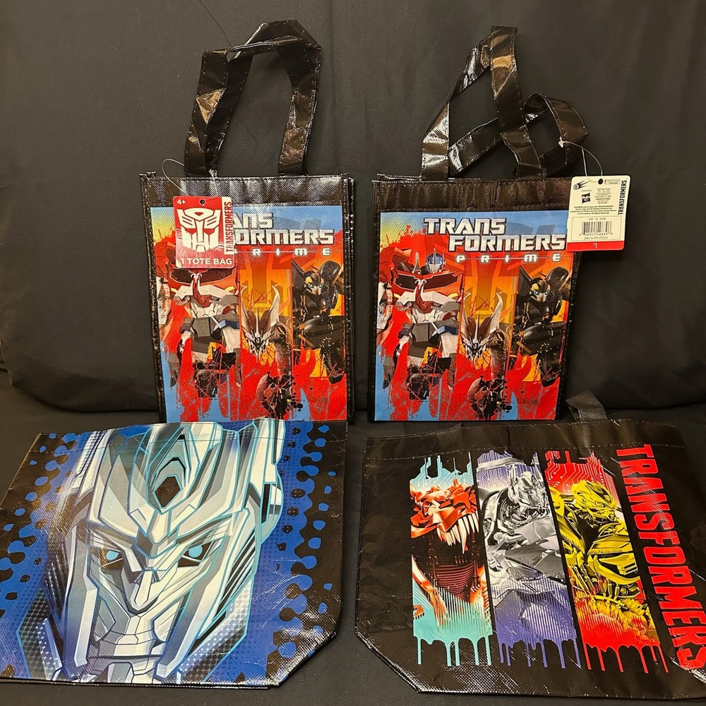 Hasbro Transformers Tote Bags Kids OS Multicolor NWT Reusable Gift Bag Set 4pk